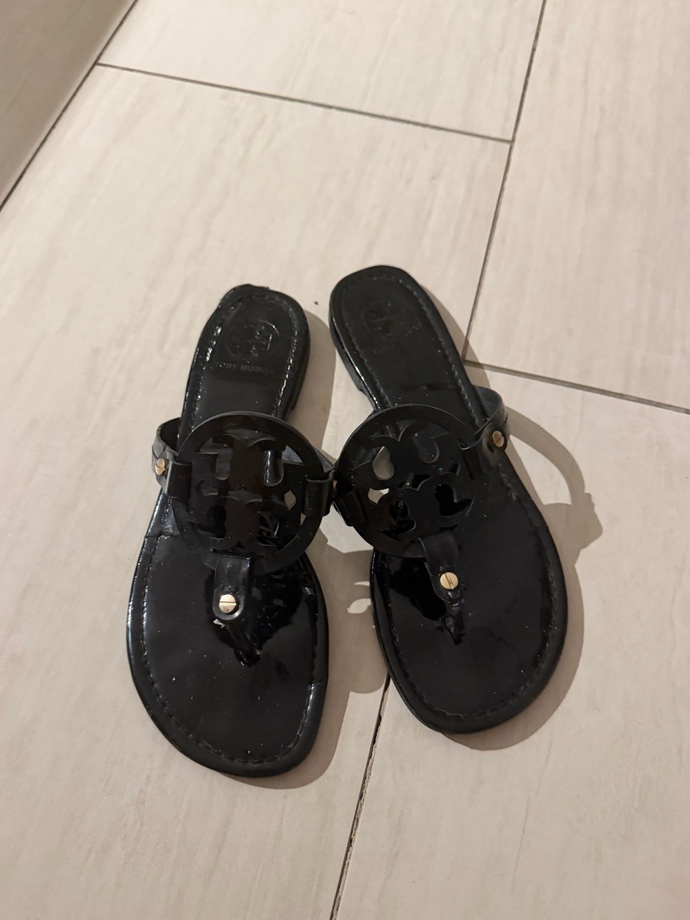 Patent Black Tory Burch Miller sandals